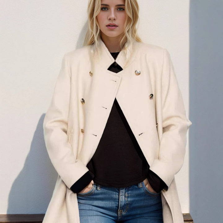 Damens fashionabel quilted coat med dubbelknapplist och högkvalitativ bearbetning Eva Jonsson-Eva Jonsson