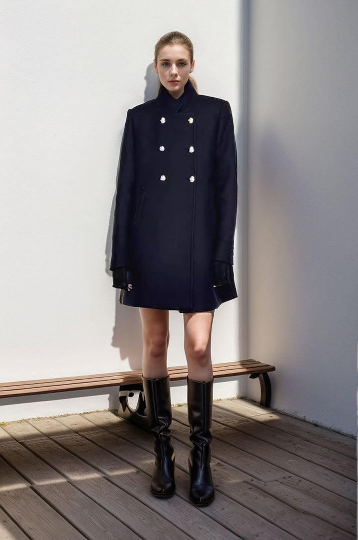 Damens fashionabel quilted coat med dubbelknapplist och högkvalitativ bearbetning Eva Jonsson-Eva Jonsson