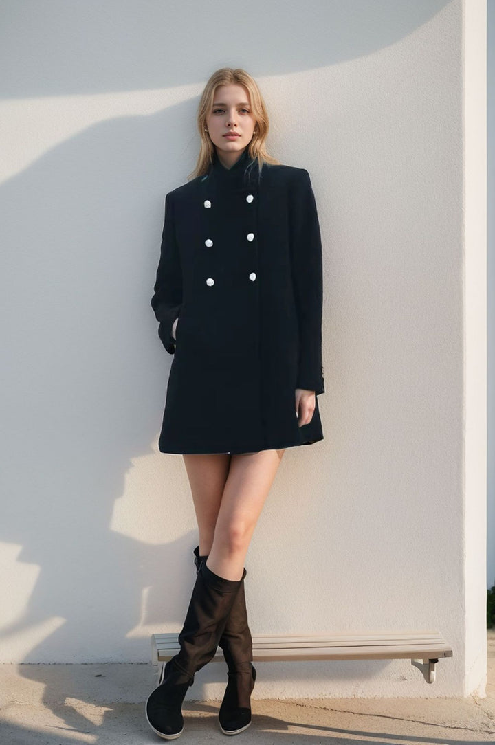 Damens fashionabel quilted coat med dubbelknapplist och högkvalitativ bearbetning Eva Jonsson-Eva Jonsson