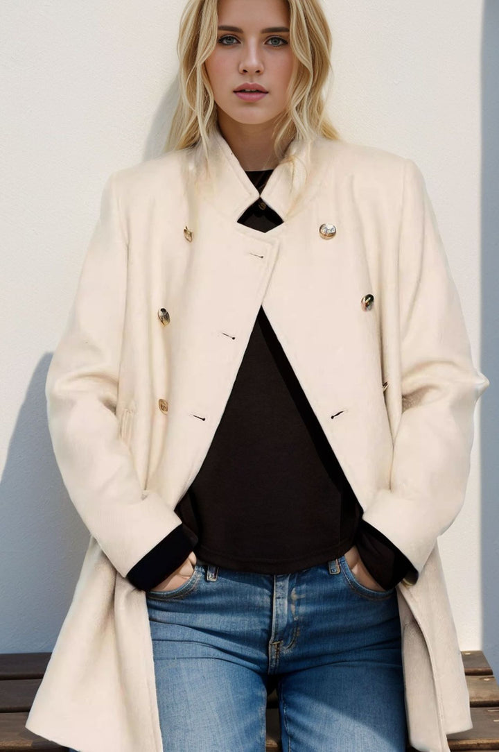 Damens fashionabel quilted coat med dubbelknapplist och högkvalitativ bearbetning Eva Jonsson-Eva Jonsson