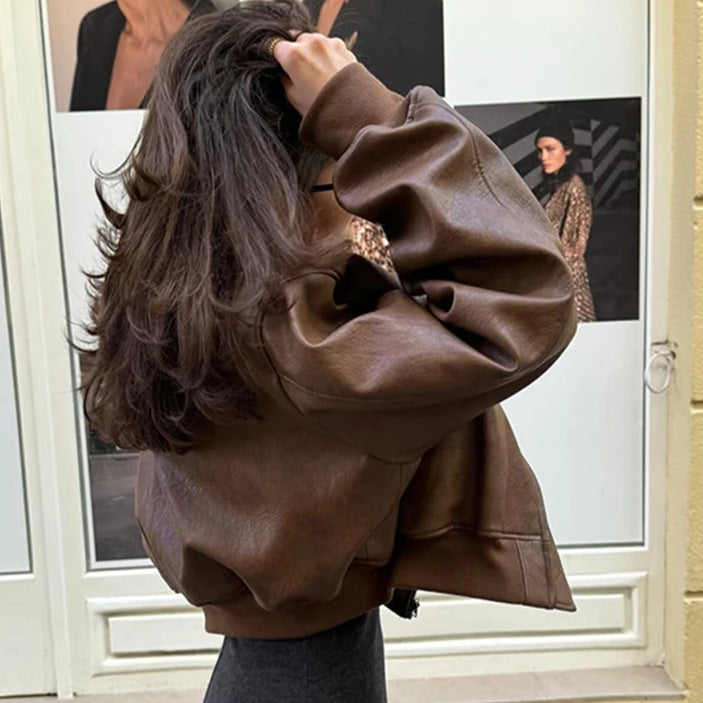 Damens fashionabla konstläder bomberjacka Mirla-Eva Jonsson