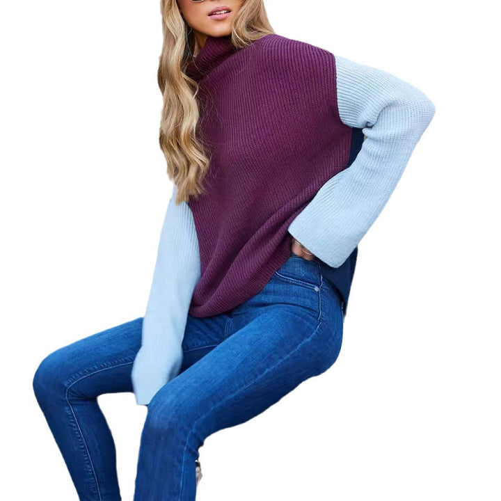 Damens fashionabla polokrage tröja i elegant ribbat mönster Mirla-Eva Jonsson