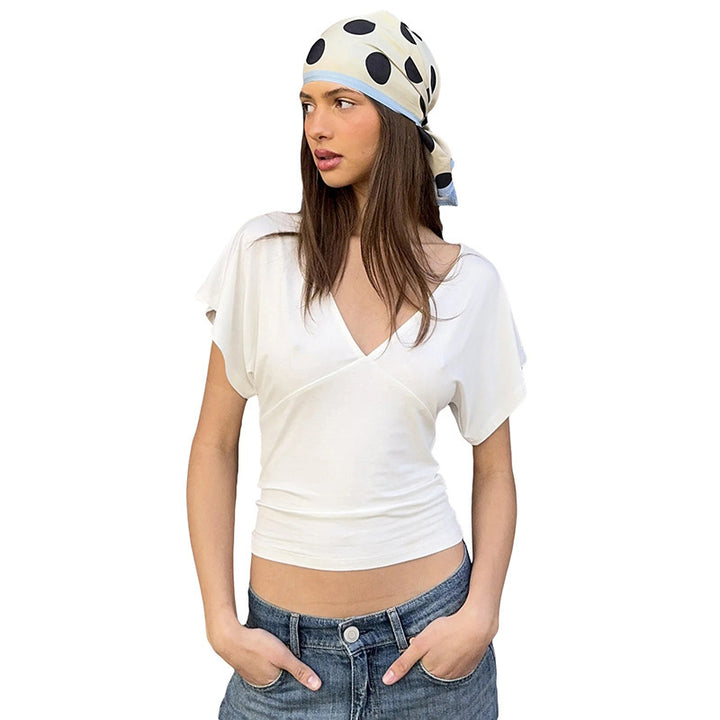Damens figure-hugging V-neck top with wide sleeves Mirla-Eva Jonsson