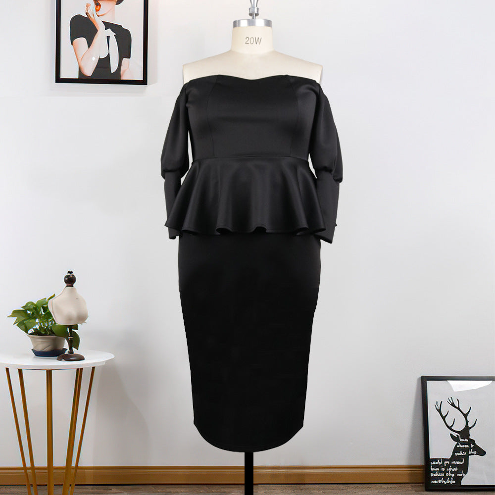 Damens figursydd peplumklänning med off-shoulder utringning Mirla-Eva Jonsson
