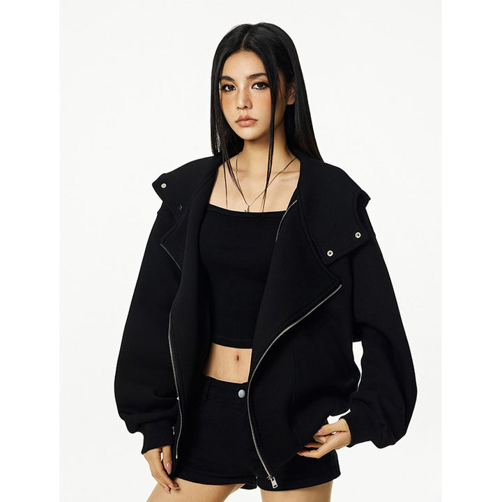 Damens hoodie med asymmetrisk dragkedja och bekväm passform Eva Jonsson-Eva Jonsson