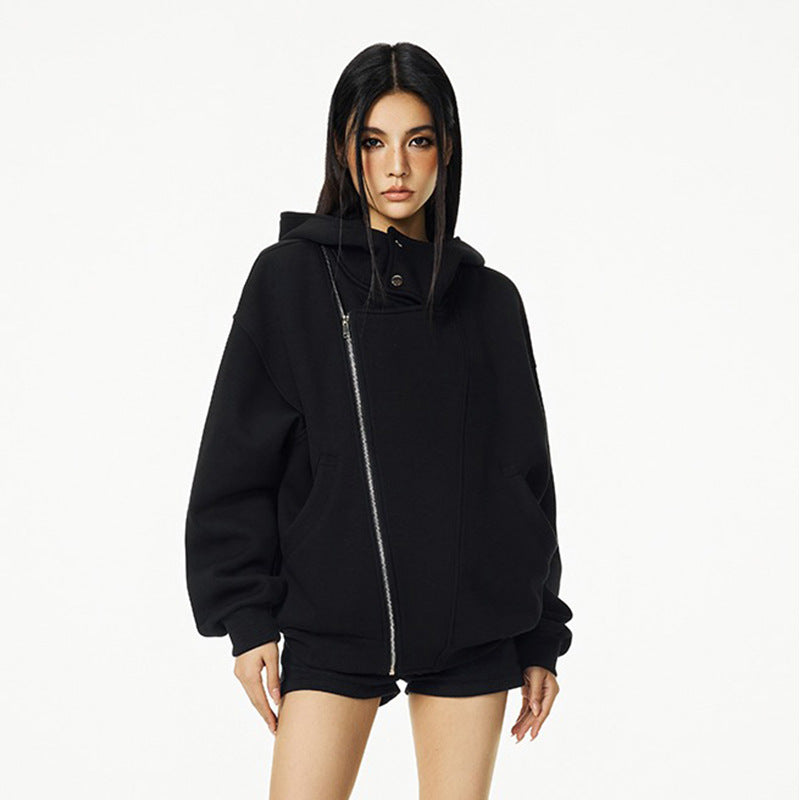 Damens hoodie med asymmetrisk dragkedja och bekväm passform Eva Jonsson-Eva Jonsson