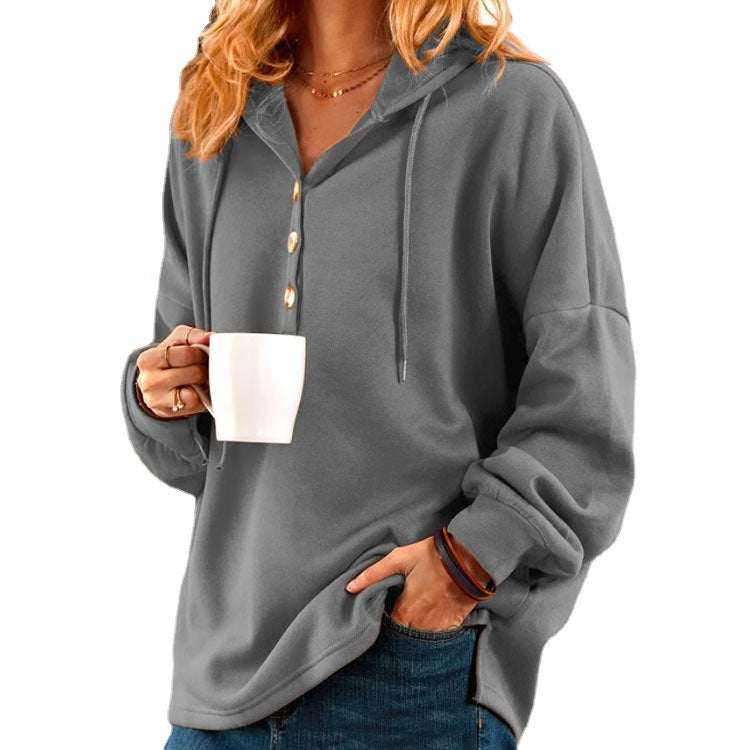 Damens hoodie med dekorativa knappar och avslappnad passform Eva Jonsson-Eva Jonsson