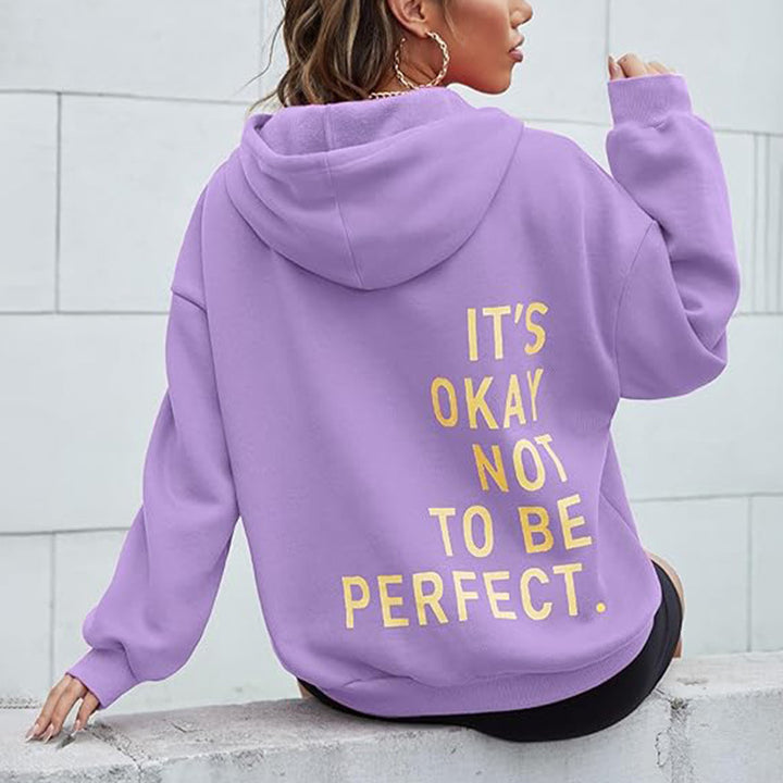 Damens hoodie med motiverande text och mysig foder Mirla-Eva Jonsson