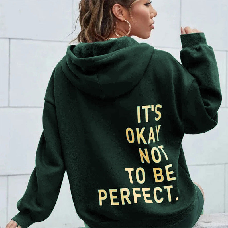 Damens hoodie med motiverande text och mysig foder Mirla-Eva Jonsson
