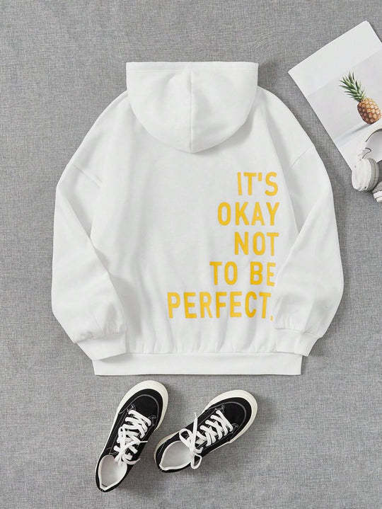 Damens hoodie med motiverande text och mysig foder Mirla-Eva Jonsson