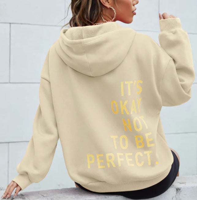 Damens hoodie med motiverande text och mysig foder Mirla-Eva Jonsson