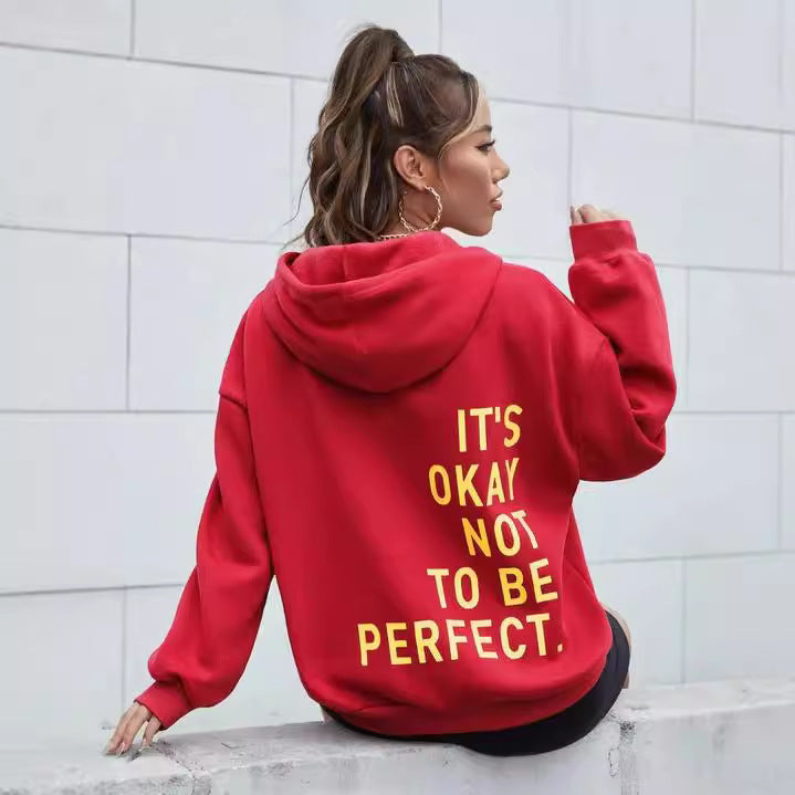 Damens hoodie med motiverande text och mysig foder Mirla-Eva Jonsson