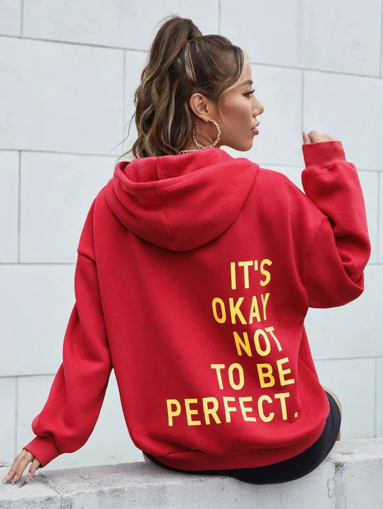 Damens hoodie med motiverande text och mysig foder Mirla-Eva Jonsson