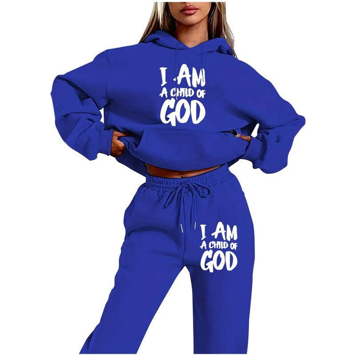 Damens hoodie sweatshirt med urbant tryck och bekväma byxor Mirla-Eva Jonsson