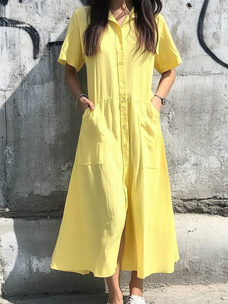 Damens knälång skjortklänning med praktiska fickor Mirla-Eva Jonsson