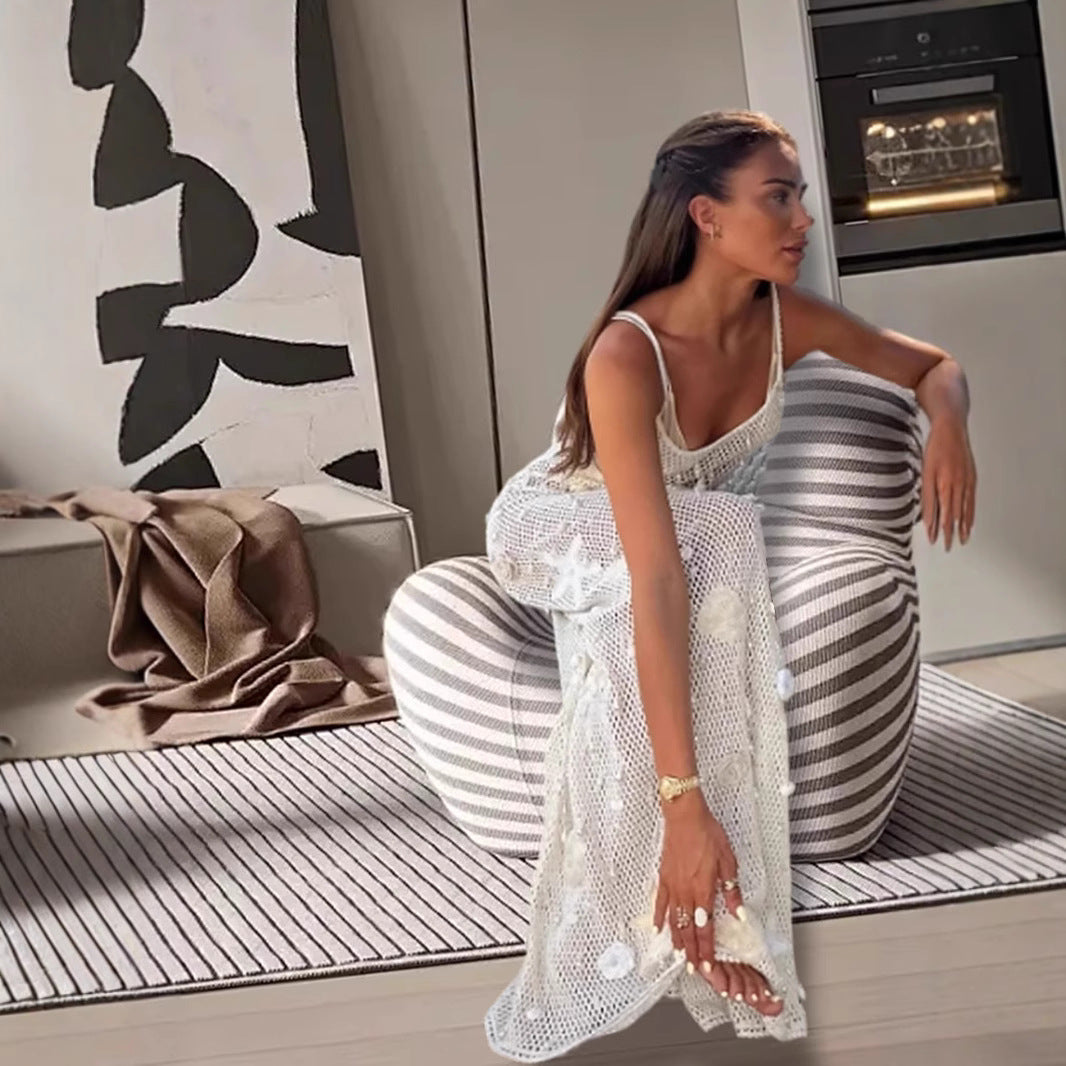 Damens knit maxiklänning med transparenta detaljer och blommönster Mirla-Eva Jonsson