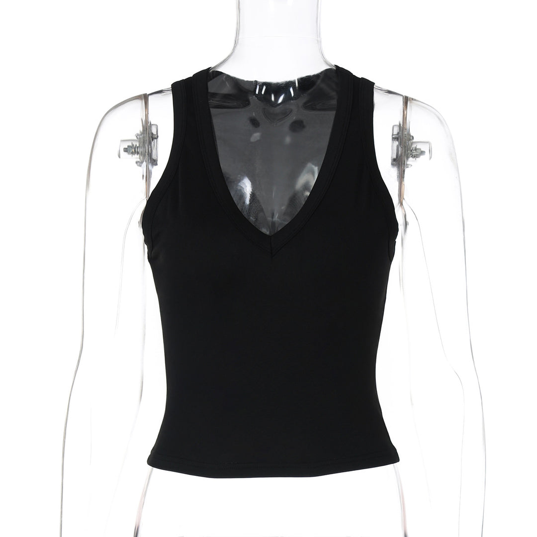 Damens kroppsnäv V-neck topp i elastiskt material Mirla-Eva Jonsson
