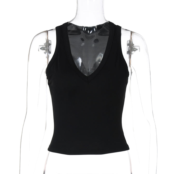 Damens kroppsnäv V-neck topp i elastiskt material Mirla-Eva Jonsson
