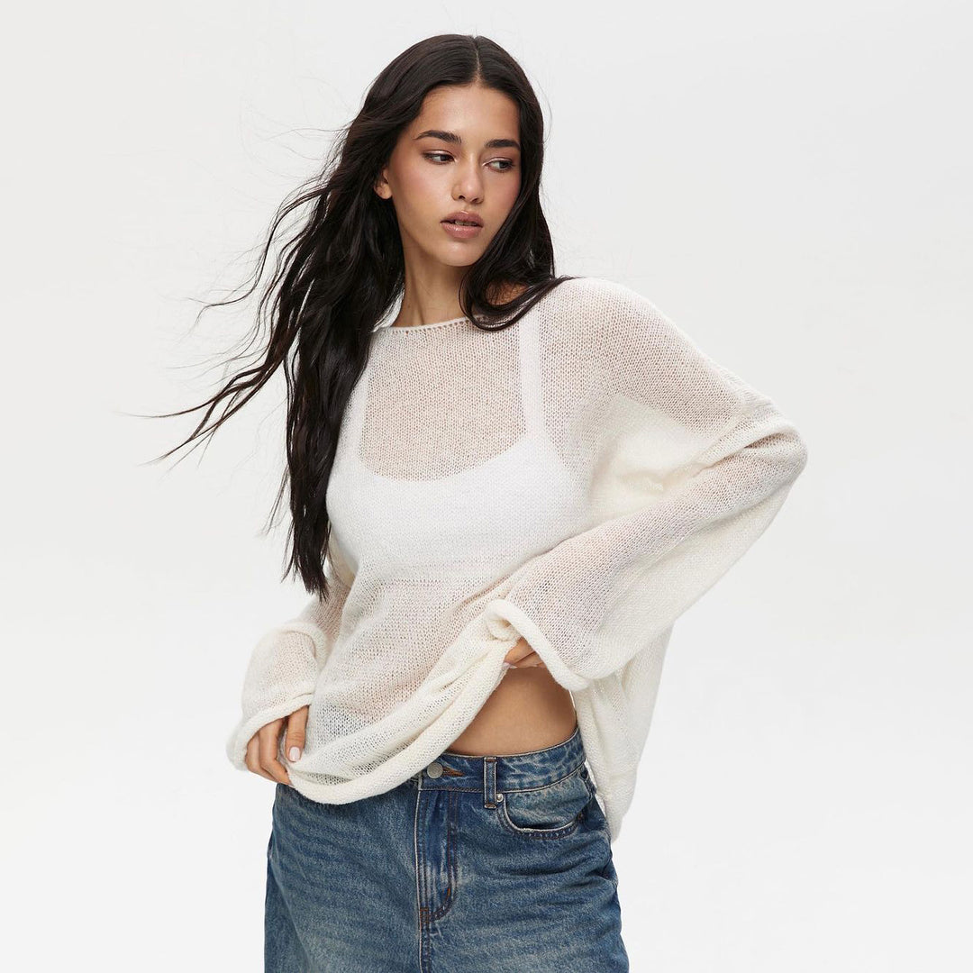 Damens lätt stickad tröja i oversized-stil Mirla-Eva Jonsson