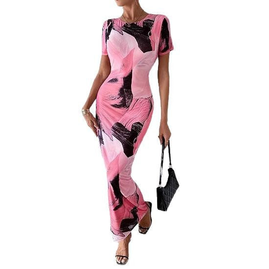 Damens maxikjol med blommigt tryck och figursydd skärning Mirla-Eva Jonsson