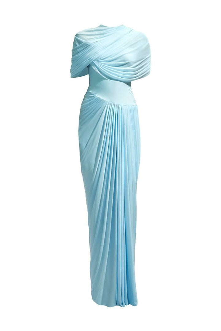 Damens maxikjol med elegant drapering och asymmetriska cut-outs Mirla-Eva Jonsson