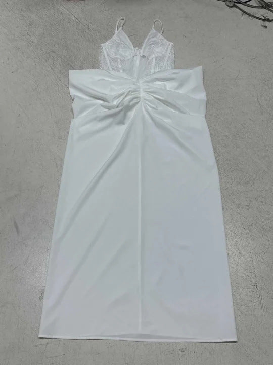 Damens maxikleid mit elegantem rüschendetail und romantischem spaghetti-träger Mirla-Eva Jonsson
