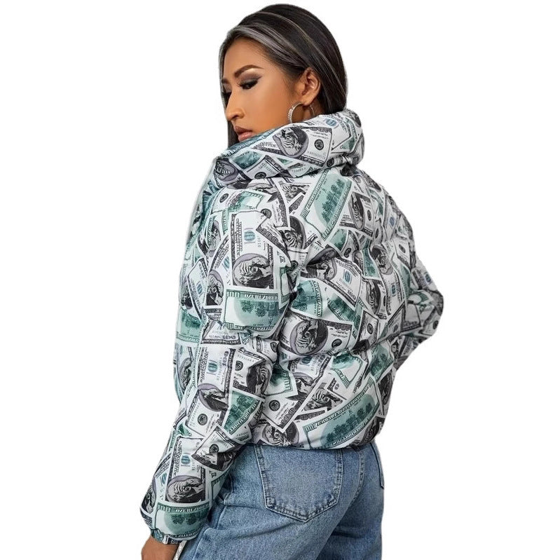 Damens moderiktad cropped quiltad jacka i dollar-design Mirla-Eva Jonsson