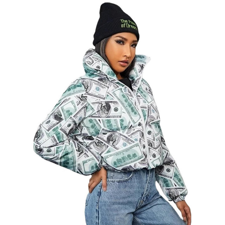 Damens moderiktad cropped quiltad jacka i dollar-design Mirla-Eva Jonsson