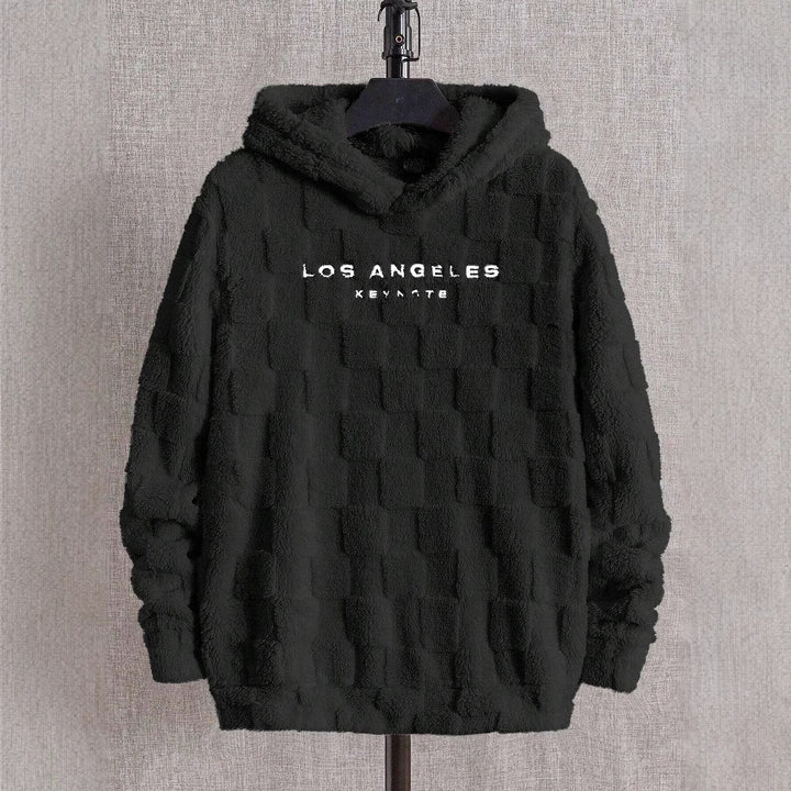 Damens mysig fleece-hoodie med strukturerad yta Mirla-Eva Jonsson