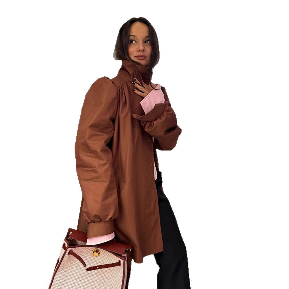 Damens oversized konstläderjacka med voluminösa ärmar Mirla-Eva Jonsson