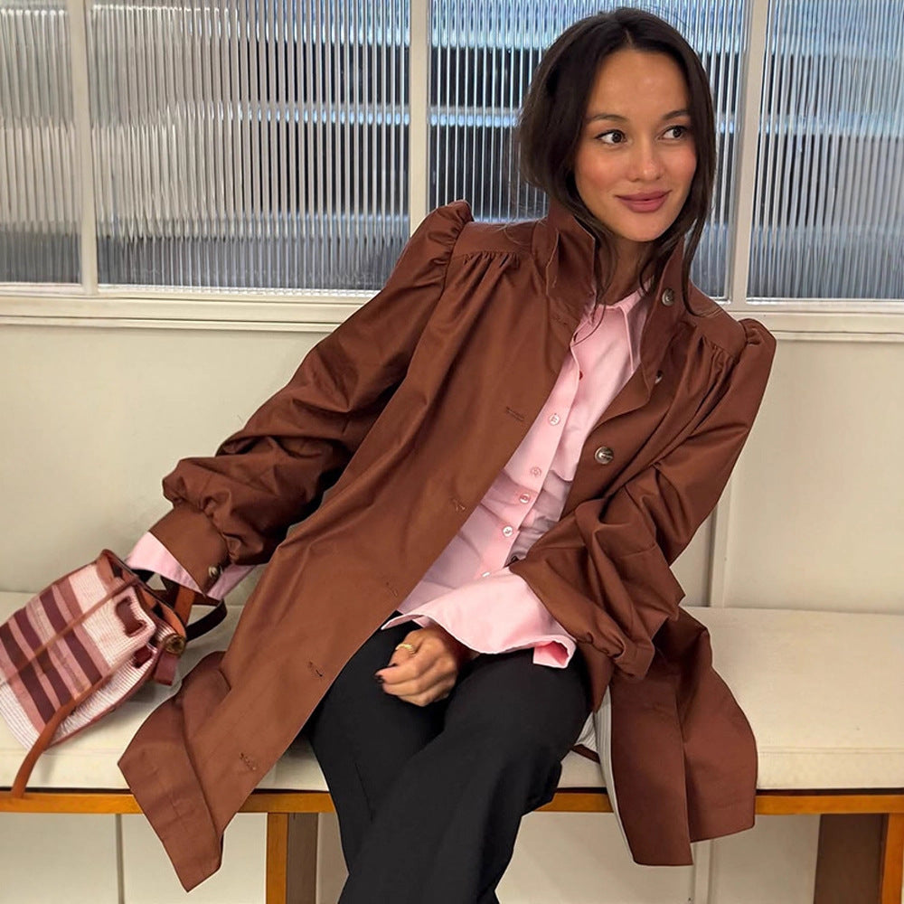 Damens oversized konstläderjacka med voluminösa ärmar Mirla-Eva Jonsson