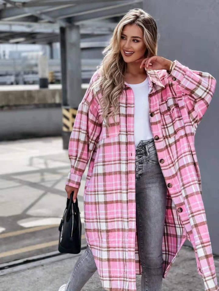 Damens oversized rutiga skjortblusjacka Mirla-Eva Jonsson