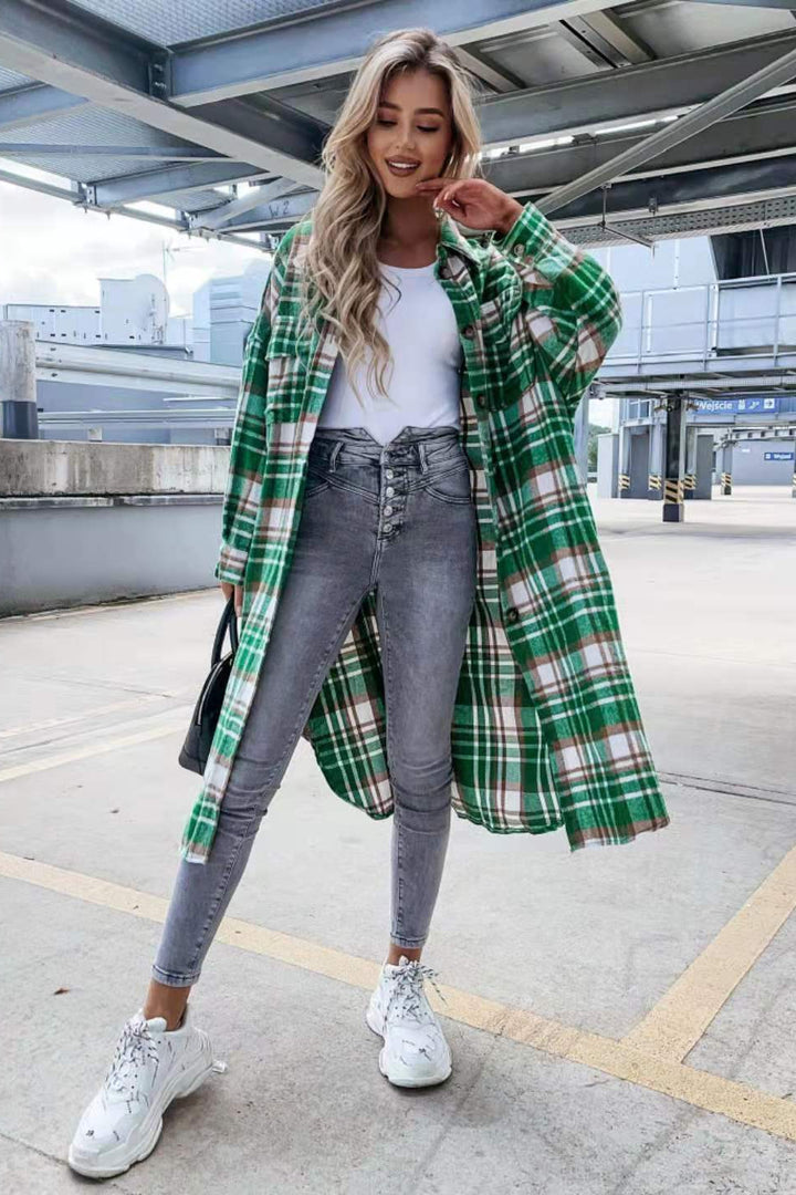 Damens oversized rutiga skjortblusjacka Mirla-Eva Jonsson