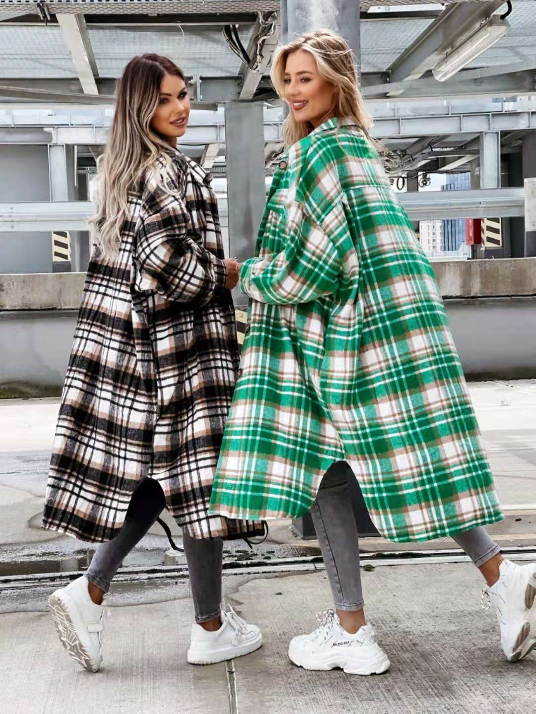 Damens oversized rutiga skjortblusjacka Mirla-Eva Jonsson