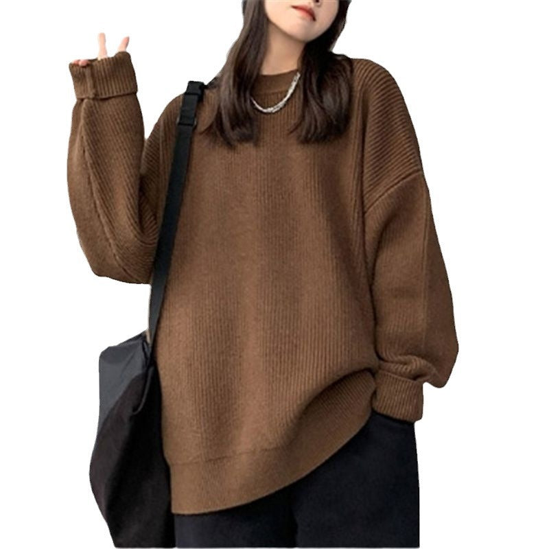 Damens oversized stickad tröja med ribbat mönster och vid passform Mirla-Eva Jonsson