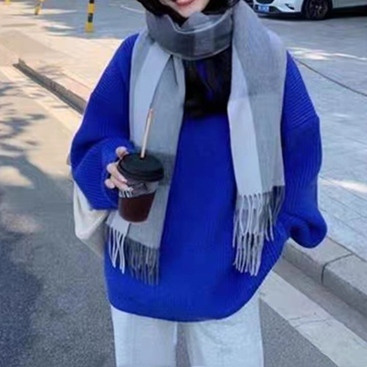 Damens oversized stickad tröja med ribbat mönster och vid passform Mirla-Eva Jonsson