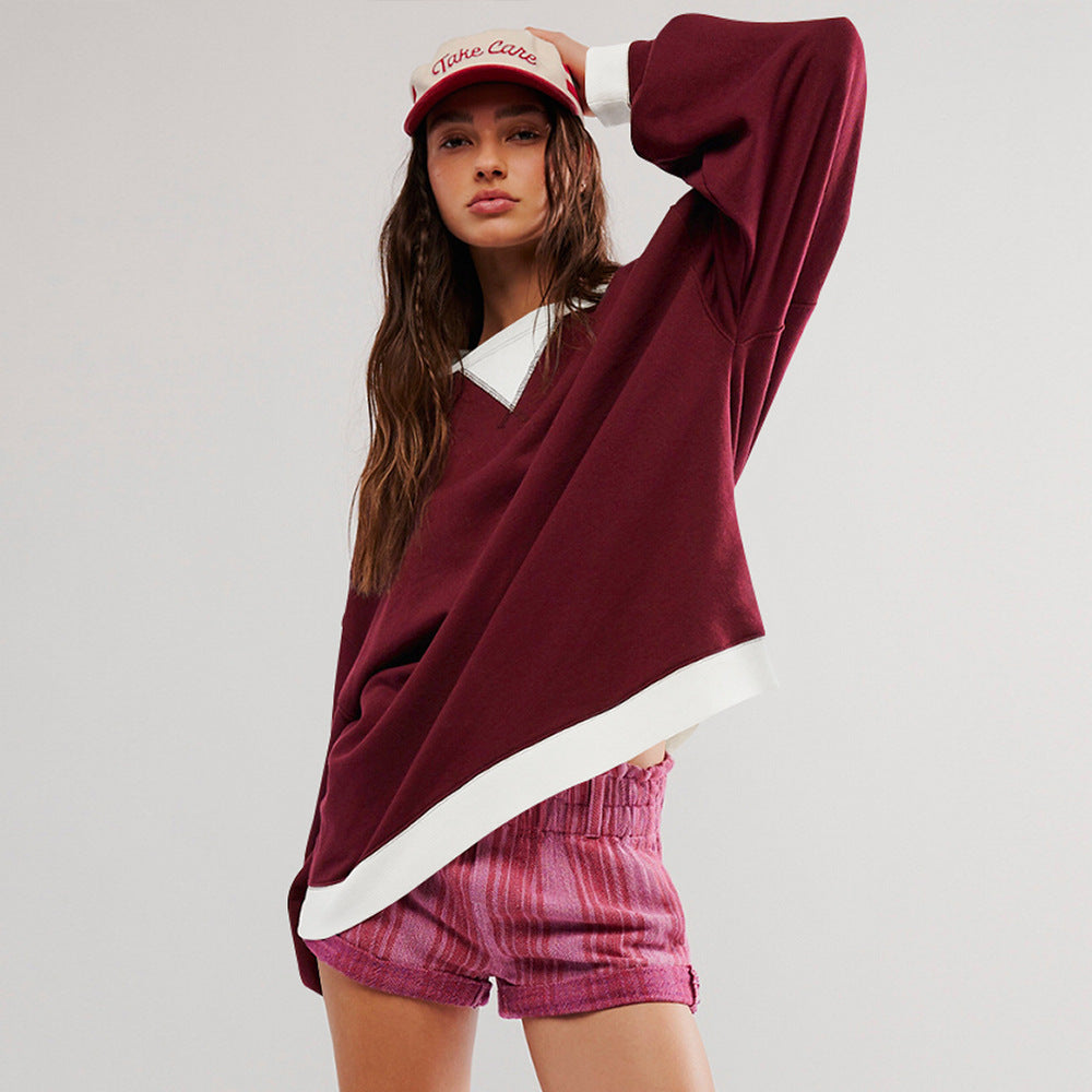 Damens oversized sweatshirt med V-öppning och bred midja Mirla-Eva Jonsson