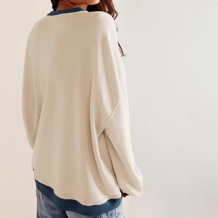 Damens oversized sweatshirt med V-öppning och bred midja Mirla-Eva Jonsson