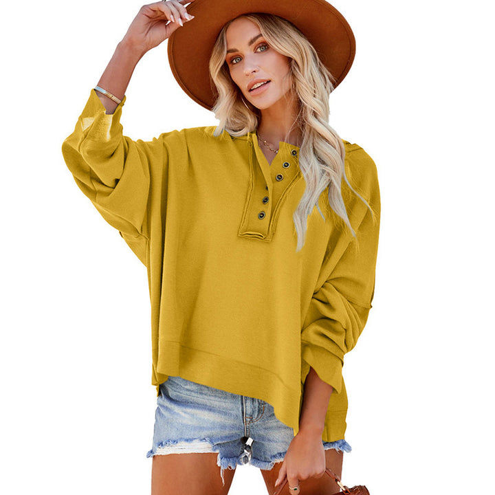Damens oversized sweatshirt med knappslå Mirla-Eva Jonsson