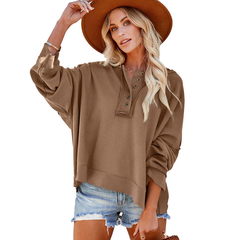 Damens oversized sweatshirt med knappslå Mirla-Eva Jonsson