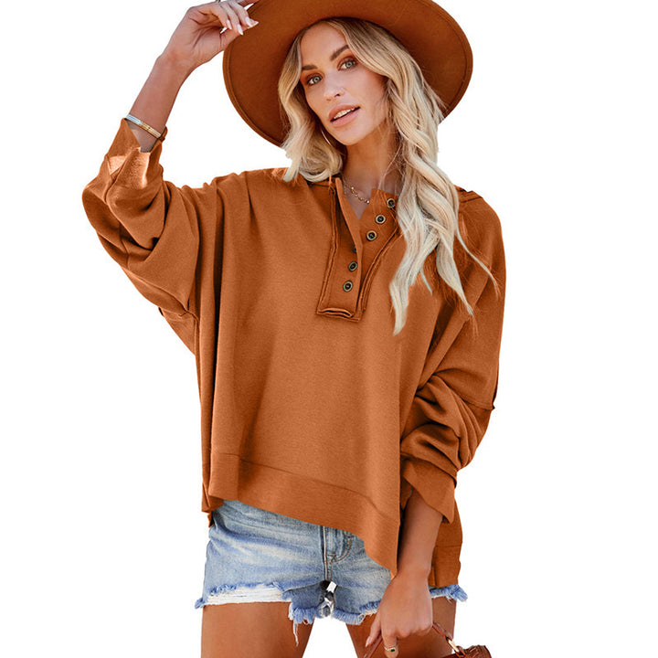 Damens oversized sweatshirt med knappslå Mirla-Eva Jonsson
