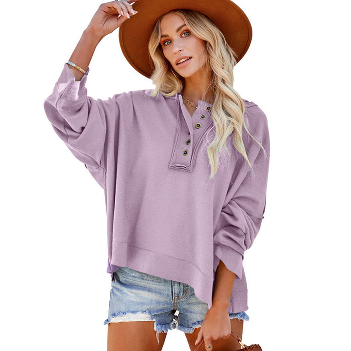 Damens oversized sweatshirt med knappslå Mirla-Eva Jonsson