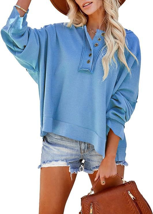 Damens oversized sweatshirt med knappslå Mirla-Eva Jonsson