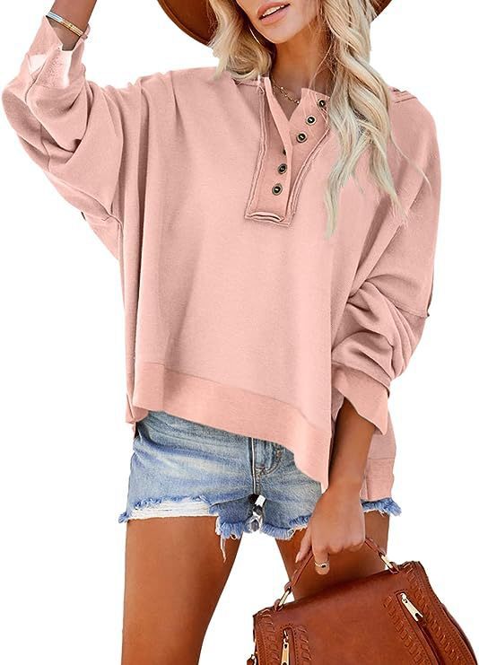 Damens oversized sweatshirt med knappslå Mirla-Eva Jonsson
