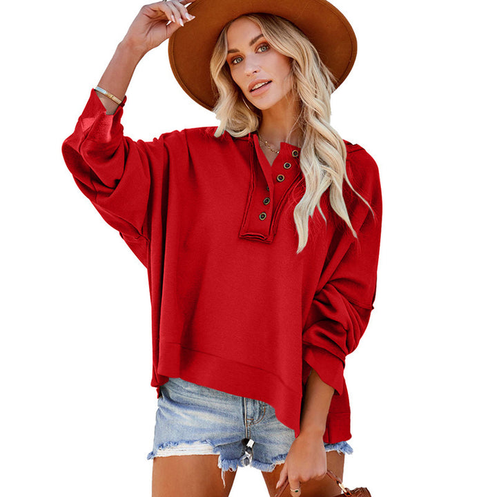 Damens oversized sweatshirt med knappslå Mirla-Eva Jonsson