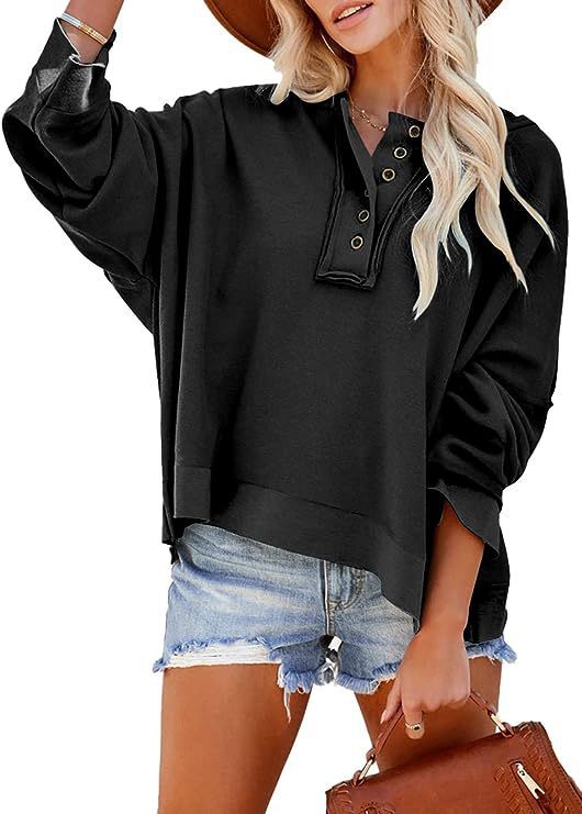 Damens oversized sweatshirt med knappslå Mirla-Eva Jonsson