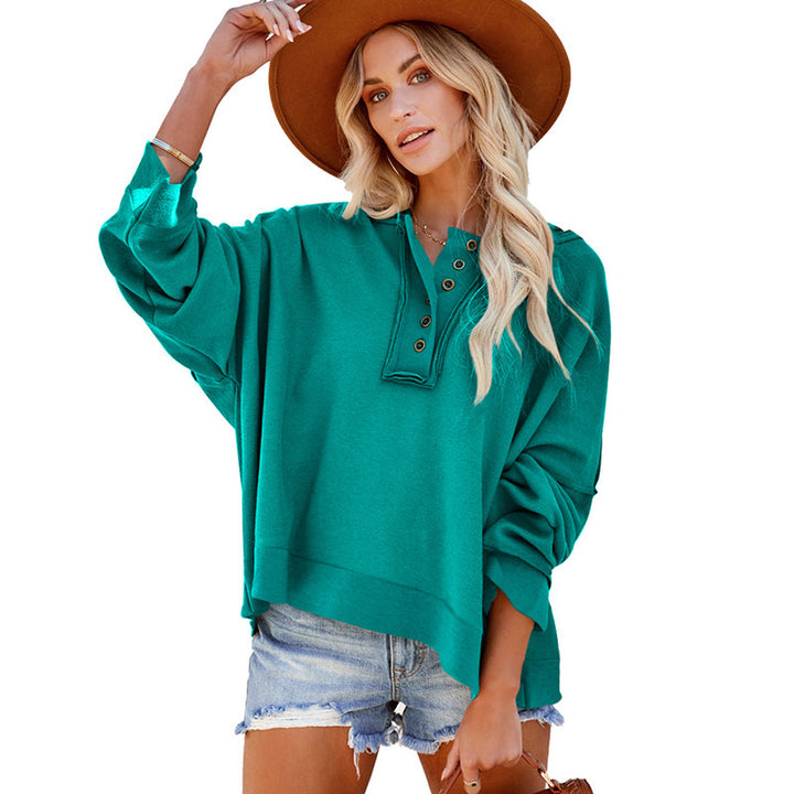 Damens oversized sweatshirt med knappslå Mirla-Eva Jonsson