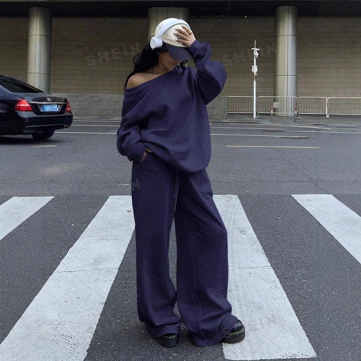 Damens oversized sweatshirt och breda fritidsbyxor set Mirla-Eva Jonsson