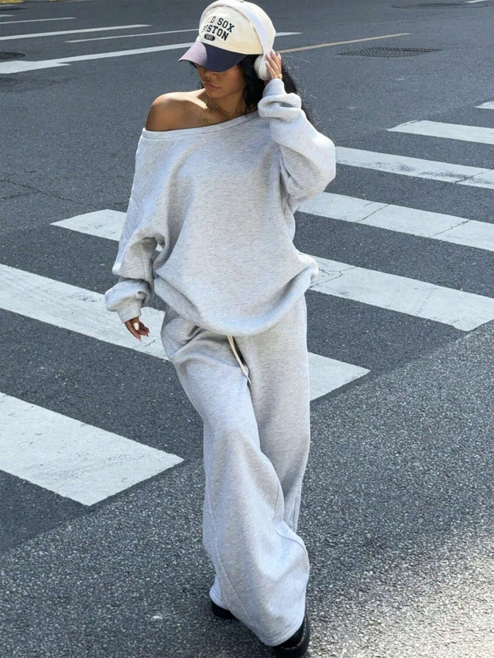 Damens oversized sweatshirt och breda fritidsbyxor set Mirla-Eva Jonsson