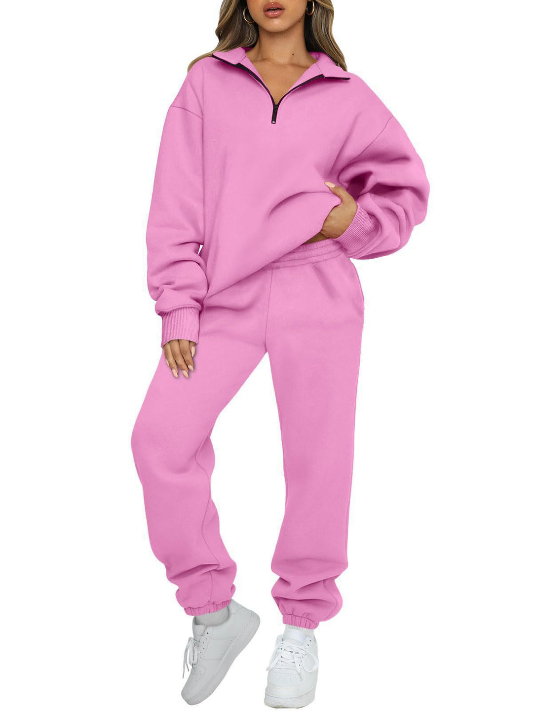 Damens oversized sweatshirt-set med hög krage och blixtlås Mirla-Eva Jonsson